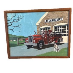Leeds Alabama Vintage Fire Department Truck Station Painting Dalmatian 26×20″