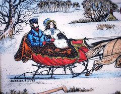 Hand Colored RARE Currier & Ives ARTINI ENGRAVING ‚THE ROAD WINTER‘ Framed 17.5″