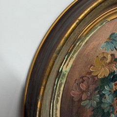 VTG Floral Paintings Edna Lewis Studios Pair Framed Hand Painted Oval Gold Frame