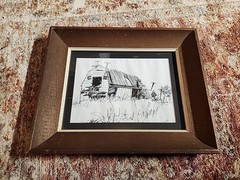 Black & White. Orig. Frames. Rare. Barn Art Signed. 15×12 *1968*