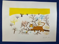 HENRI MAIK – painting drawing 11.8 x 15.7 in on old paper signed stamped