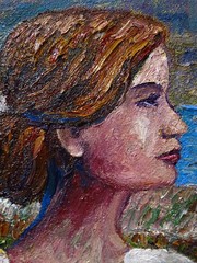 ORIGINAL OIL█PAINTING VINTAGE REALISM█ART SIGNED MAN LOVE DRESS POP FORMAL 30×24