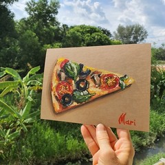 Pizza Vegetariana Painting Still life Original Art Kitchen Fast Food Capricciosa