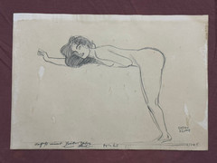 GUSTAV KLIMT drawing and painting on old paper signed stamped vintage
