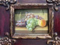 Vintage Fruit Oil Painting In Ornate Wood Frame. 8×8
