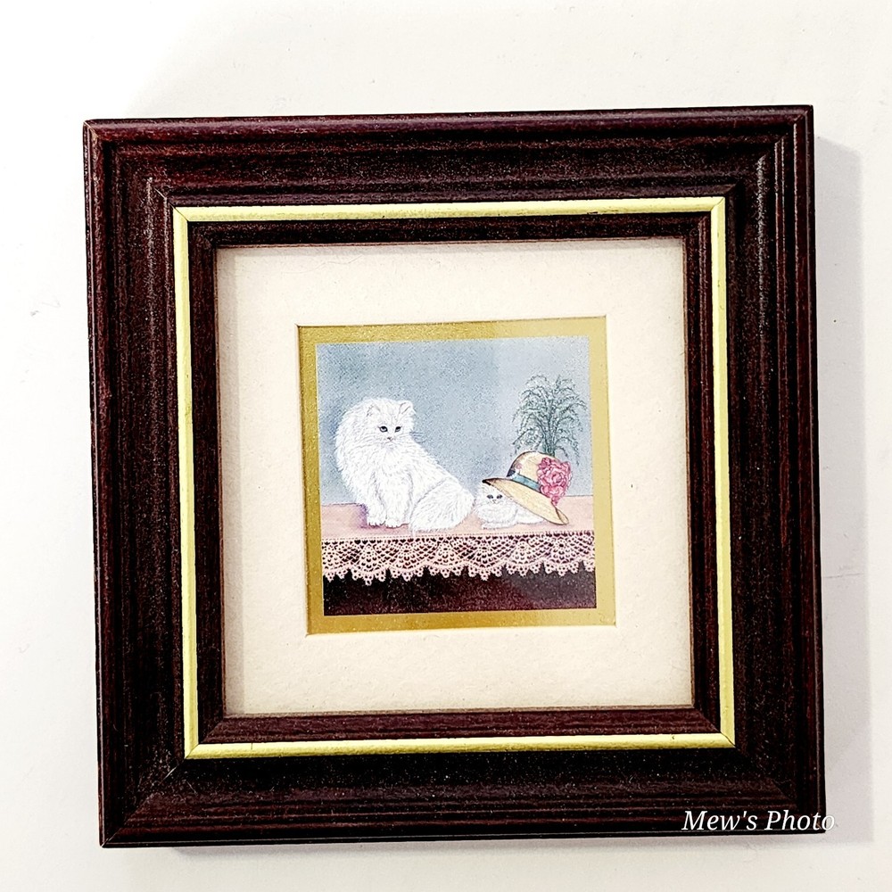 Vintage Cat Frame “ White Persian“ Heartfelt by Vickie Huddle