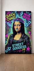 Neon Reign Street Goddess Mona Lisa, 24 x 36 in