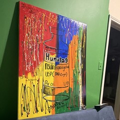 Jessy Sotovo Humalog Insulin Bottle Abstract Canvas Painting Signed 2022 Large