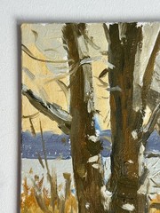 LANDSCAPE ORIGINAL PAINTING Impressionism Art Oil cardboard etude 7*5 inch
