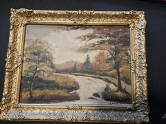 Lanfscape Painting 16in X 20in, Signed By Cane, Anitque Gold Frame