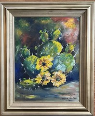 Dorris Jarett- Texas Artist- Cactus -Flowers-Still Life-Nice Detail