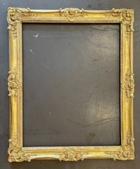 Louis XV -24″ x 30″ SOLID WOOD HAND CARVED PICTURE FRAME GILDED IN 22K GOLD LEAF