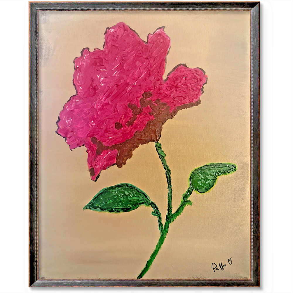 Impasto Floral Painting Original Art 14×11 Canvas Signed Home Wall Decor Pink