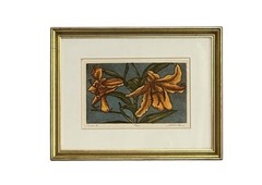 Original Watercolor Painting Lilies Framed 10” X 13” Signed Debra Cruz 39/200