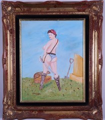 Unique Acrylic Folk Painting by N. Nomikos – Treasure Hunter Theme, Colorful