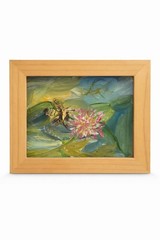 Original Oil Painting Bee & Clover Flowers 6×4 Framed Nature Art