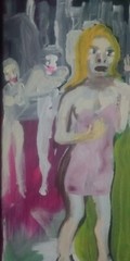 Downtown scene 231 By William Mayer NY artist Surrealism Cityscape Figurative