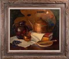 Arthur R Safford ( American 1900 – 1992 ) Still Life Oil on Canvas Signed