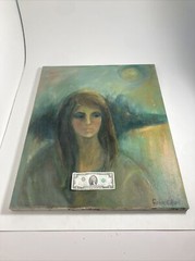 Vintage Original Oil Painting Female Portrait -1970’s California -Signed