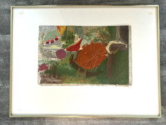 MORRIS SHULMAN (1912-1978) UNSIGNED ART CASEIN WATERCOLOR ON PAPER,20″x 13″