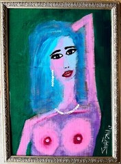 ABSTRACT LADY Painting SWARTZMILLER DNA SIGNED ART UPCYCLED unique ACRYLIC NEW