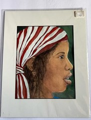 Watercolor Girl In Scarf Artist Signed Not Framed Marcy Effinger 14.5 X 11.25 In