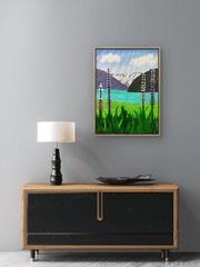 RiverRunArt Original Coastal 12×16 Mountains Acrylic Canvas Bedroom Wall Art