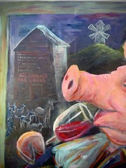 PIG from ANIMAL FARM GEORGE ORWELL INSPIRED SATIRICAL ORIGINAL PAINTING 16 X 20