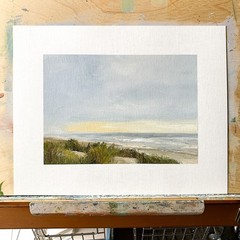 8×10 Original Seascape Oil Painting Ocean Impressionist Beach Shore Dunes Signed
