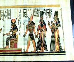 Egyptian Papyrus Paper Art Pharaoh Egypt Framed 17X8 Signed Mixed Media Pyramid