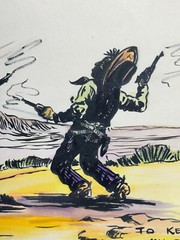 1942 Watercolor Painting Cowboy Western Rare Artist Signed OOAK Art MCM