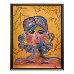 Tropical Fashionista 18×24 Original Paper Art Expressionism Acrylic Home Decor