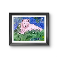 Arctic Wolf Colorful Modern Art Acrylic Painting on Canvas 1