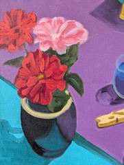 Pair of Dystopian Surrealist Still Life Art Paintings – 16×24 Canvas – UNSIGNED