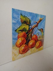 Cherries Impasto Painting Original Art Impression Oil Painting 6 x 6 in