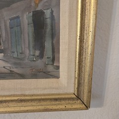 Nestor H. Fruge Signed New Orleans French Quarter Mid Century Water Color Framed