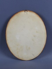 Oval Painting On Ceramic Landscape Signed Vintage 20th Century