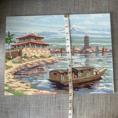 Vintage Mid Century PBN Paint by Numbers Chinese Hong Kong Pagoda 12″ x 16″