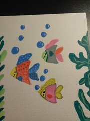 Fish Art ORIGINAL Painting Whimsical Impressionism 5×5 Ocean Lake GAT PAINTINGS