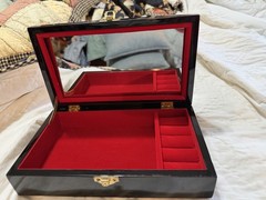Vietnamese Lacquer Painting Jewelry Box Cherry Blossoms Sakura Tree Pink Flowers