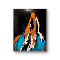 Mountain Night Sky Art 11×14 Orange Black Turquoise Contemporary Canvas