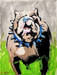 Bulldog Original Painting Abstract Expressionist Canvas 11×14 Dog Pet Portrait
