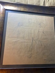 Large „Figures Dancing“ Pencil Sketch On Paper – Signed And Framed