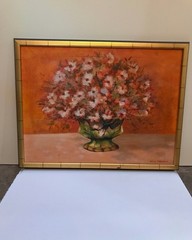 Texas art vintage 1970s painting of flowers by known Texas artist OOAK