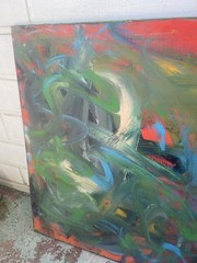 Abstract Art Original Oil Painting No Signature Size 30” Tall X 40” Wide.