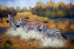 24×36″(61x92cm)100% hand painted oil flat,Wild Animal,Zebra,High Quality