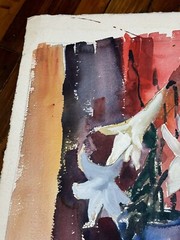 C.1960 Watercolor, Double Sided 30″ x 22.5″ Veritable Papier D’Arches Torchon