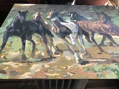 Original Art Oil Acrylic Painting~Wild Horses~abstract painting~Paint X Numbers?