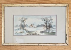 Watercolor Painting Pauline Colyar Original Framed Landscape on Water Fall Color