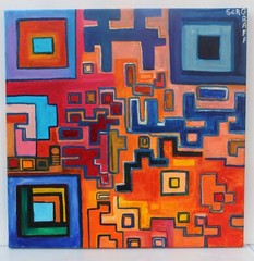 Modern Abstract Painting on Canvas “Labyrinth” by Serg Graff | COA | Signed